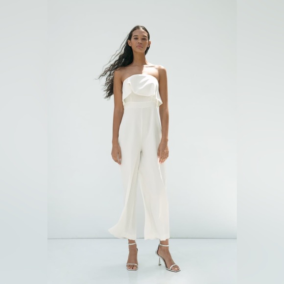 NWT ZARA STRAIGHT NECK CAPE JUMPSUIT - Picture 3 of 8